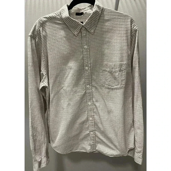 Men's J. Crew Slim Oxford White, Red, Checkered Dress Shirt Button Down Size XL - Picture 1 of 5